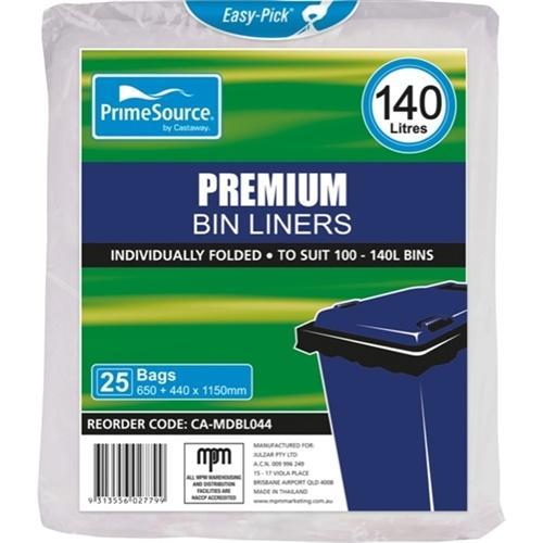 Garbage Bags 25 Bin 140Lt Heavy Duty Roll 140 Litre