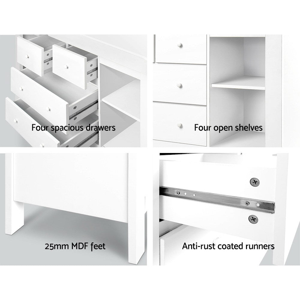 Keezi Baby Change Table Tall boy Drawers Dresser Chest Storage Cabinet White