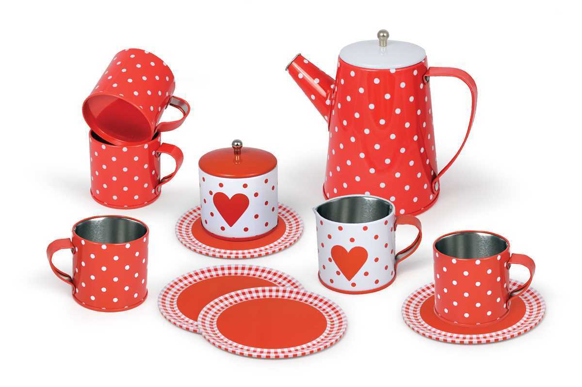 13PCS HEART TIN TEA SET IN MUG