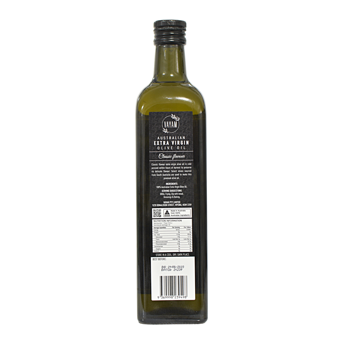 6 x VAYAM Australian Extra Virgin Olive Oil (Classic) 750mL