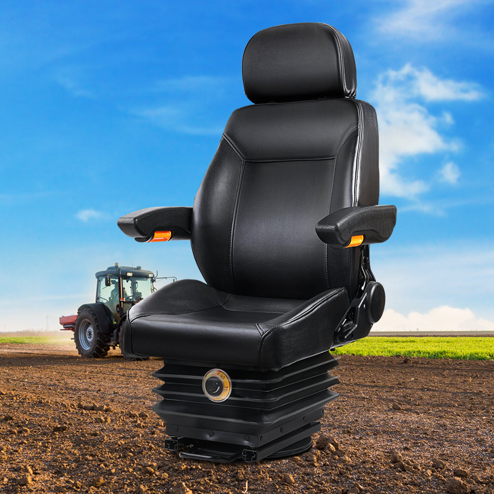 Giantz Adjustbale Tractor Seat with Suspension - Black