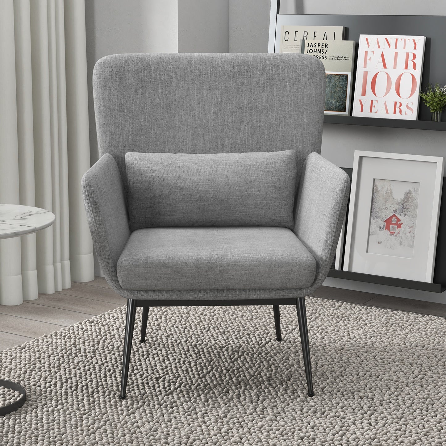 Casa Decor Cora Accent Chair Occasional Fabric Luxury Upholstered Light Grey