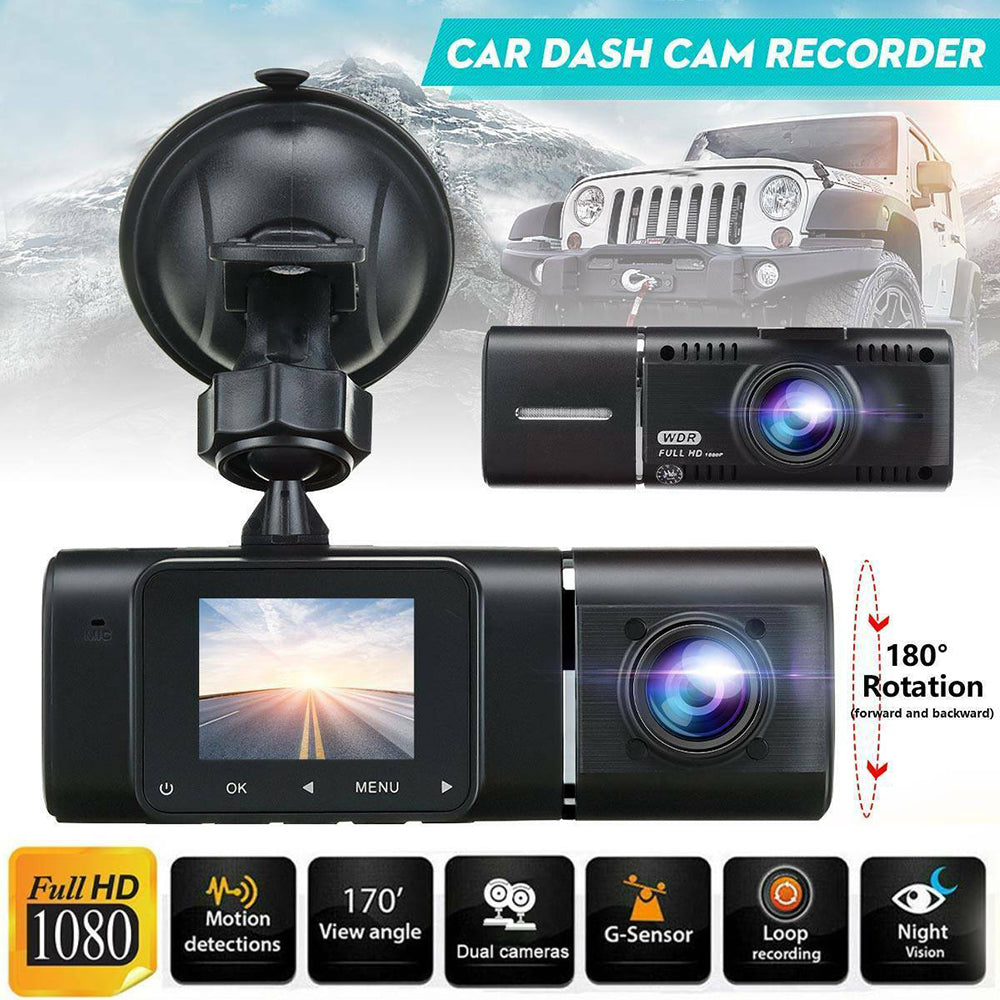 Dual Dash Cam FHD 1080P Front Cabin Rear Car Dash Camera IR Night Vision DVR