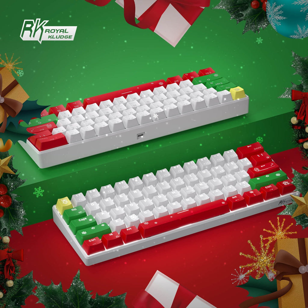 Royal Kludge RK61 Christmas Tri Mode Hot Swappable RGB Mechanical Keyboard (Red Switch)