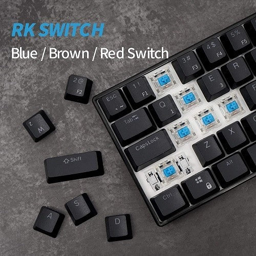 Royal Kludge RK61 Wired Dual Mode Hot Swappable Mechanical Keyboard Black (Blue Switch)