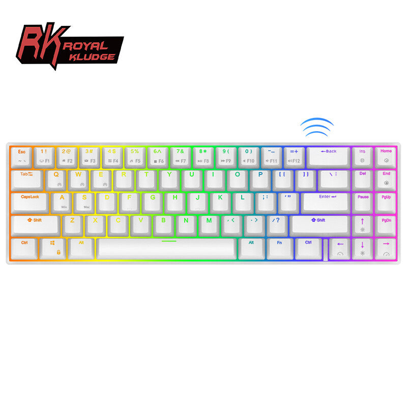 Royal Kludge RK71 RGB Dual Mode Hot Swappable Mechanical Keyboard White (Red Switch)