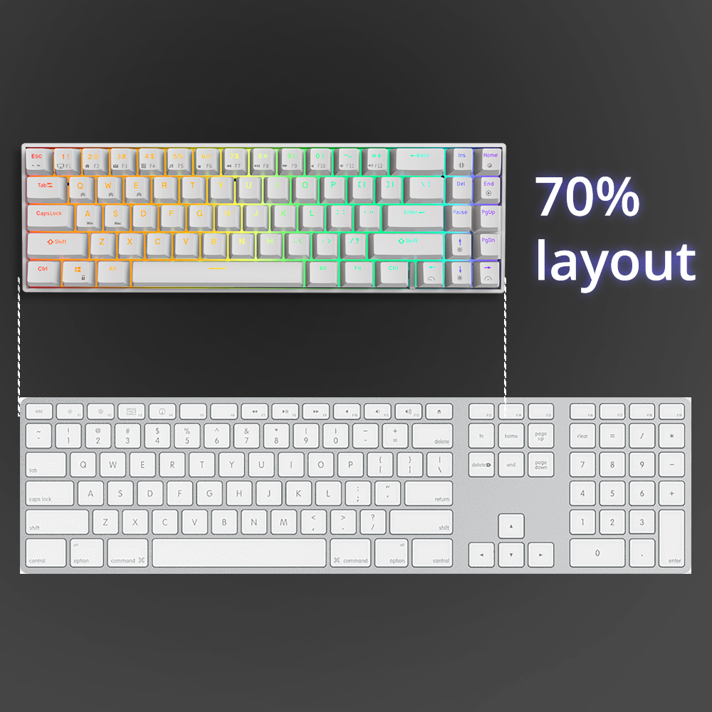 Royal Kludge RK71 RGB Dual Mode Hot Swappable Mechanical Keyboard White (Brown Switch)