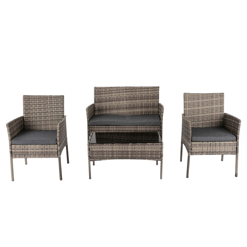 4 Seater Wicker Outdoor Lounge Set &#8211; Mixed Grey