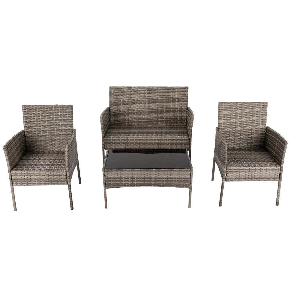 4 Seater Wicker Outdoor Lounge Set &#8211; Mixed Grey