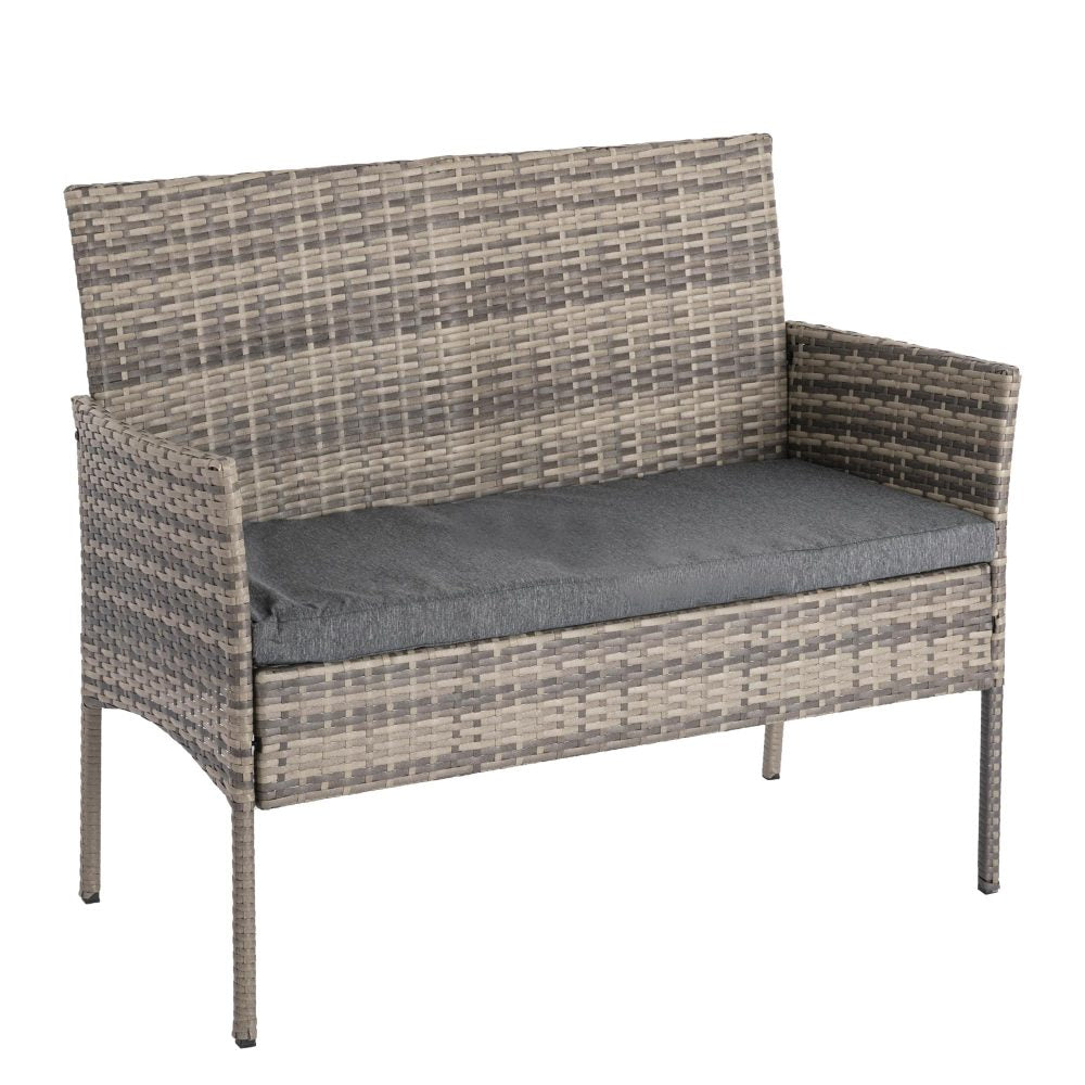 4 Seater Wicker Outdoor Lounge Set &#8211; Mixed Grey