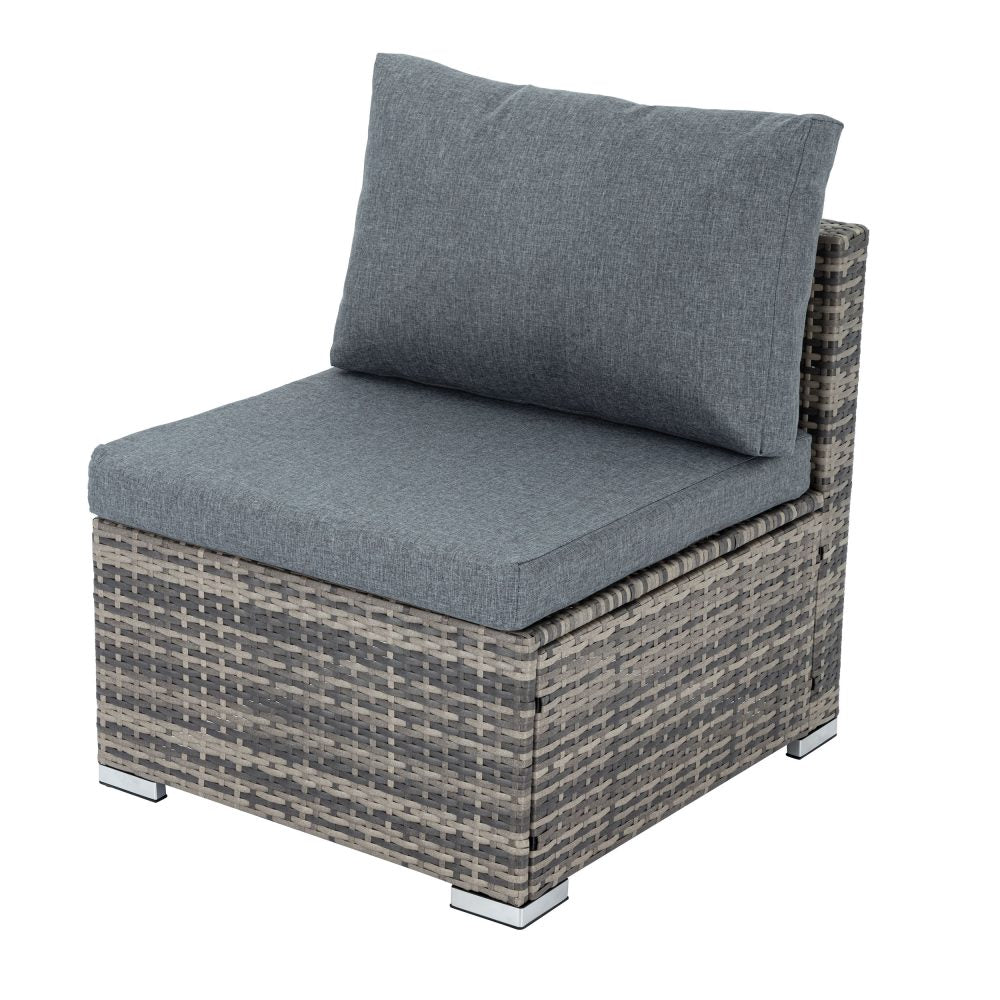 7PC Outdoor Wicker Lounge with Storage Corner (Grey)