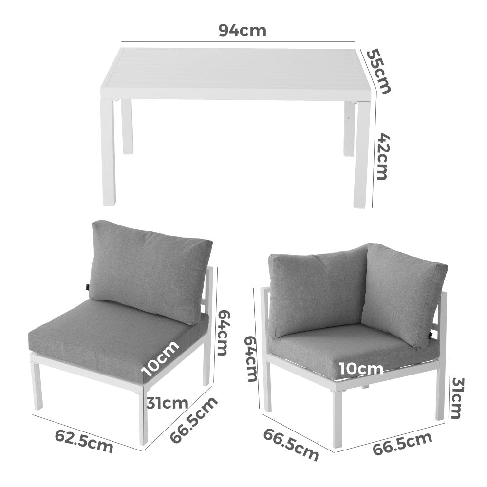 Outdoor 5 Piece White Couch Set