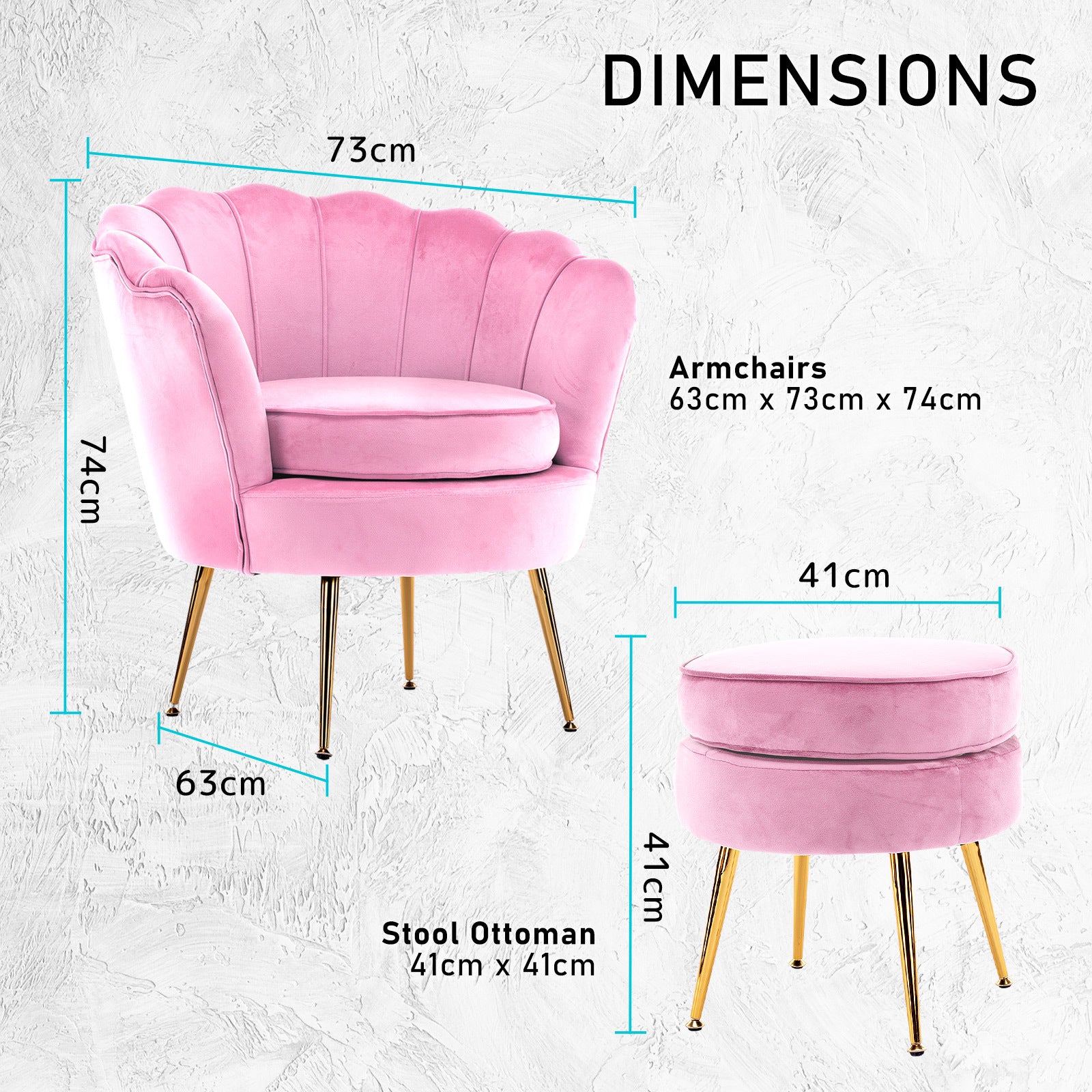 La Bella Shell Scallop Pink Armchair Accent Chair Velvet Round