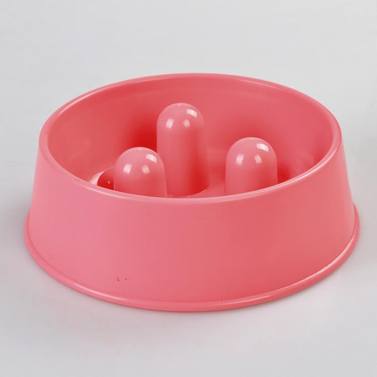 1 x Medium Pet Anti Gulp Feeder Bowl Dog Cat Puppy slow food Interactive Dish Pink