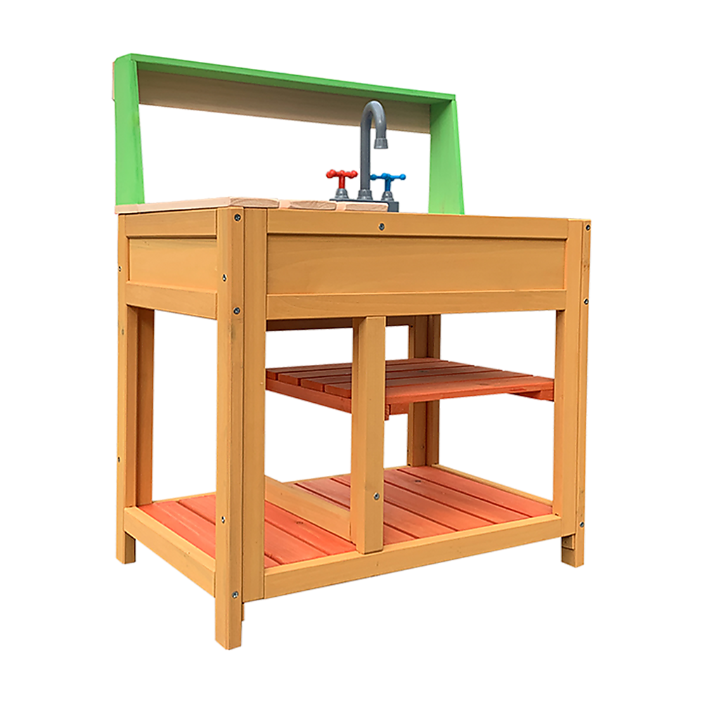 Children’s Outdoor Play Mud Kitchen Sand Pit with Display Shelf